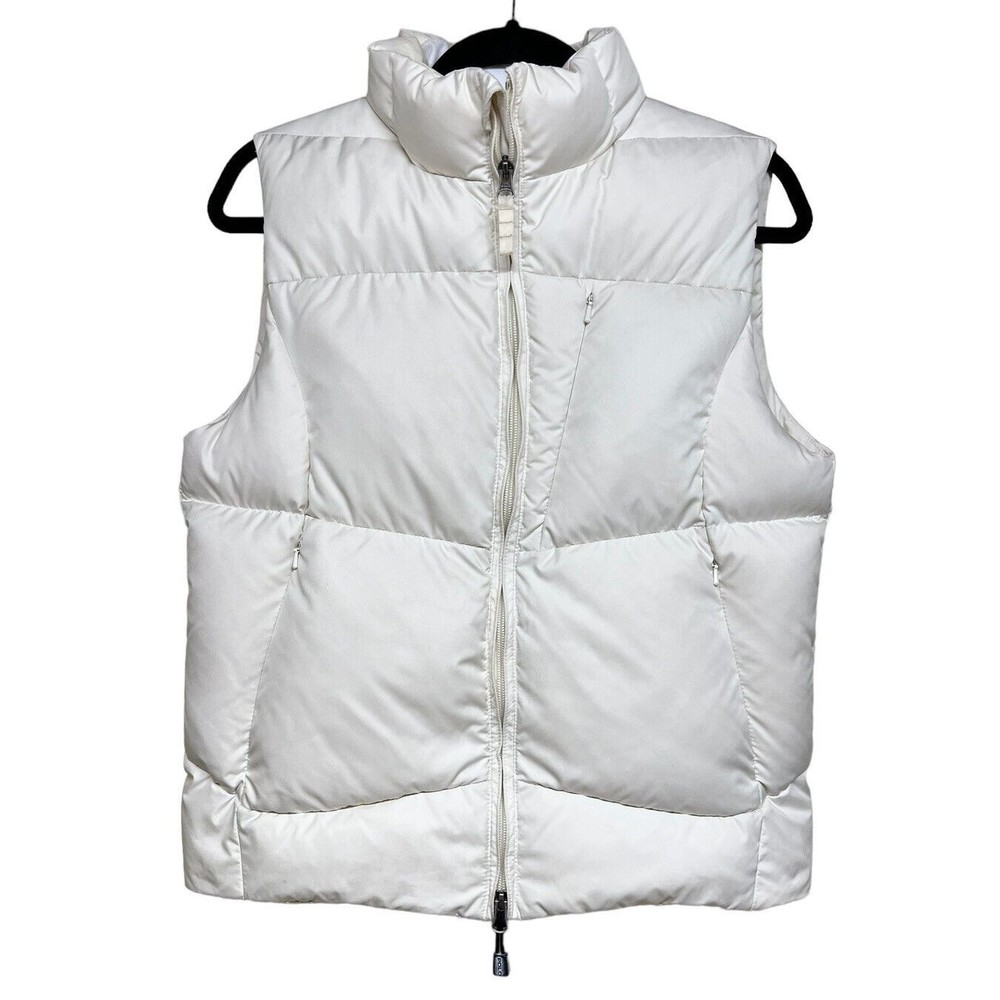 Vintage Ralph Lauren Down Puffer Vest Blue Label Zip Pockets Cream Women’s M